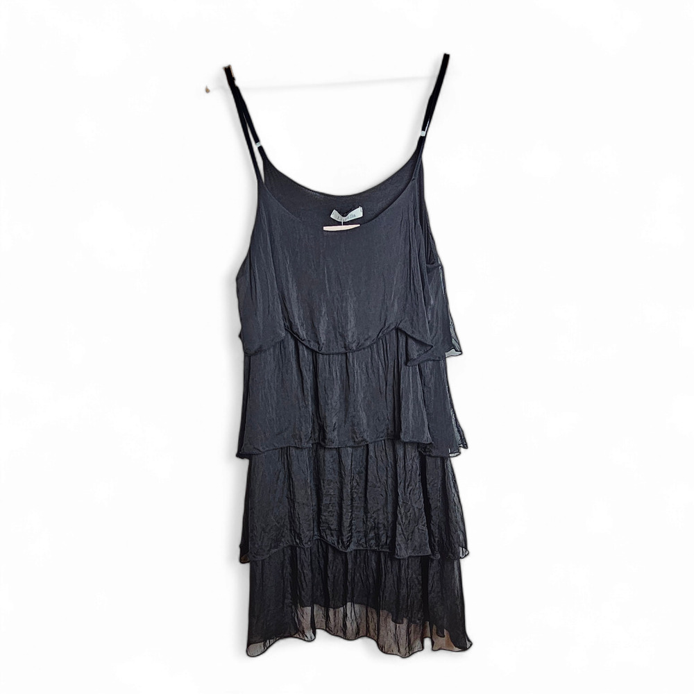 LiaBella Women's NWT Black Italian Silk Party Cocktail Dress Fairy Goth Size XL